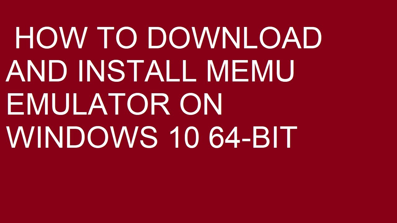 memu emulator for windows 10
