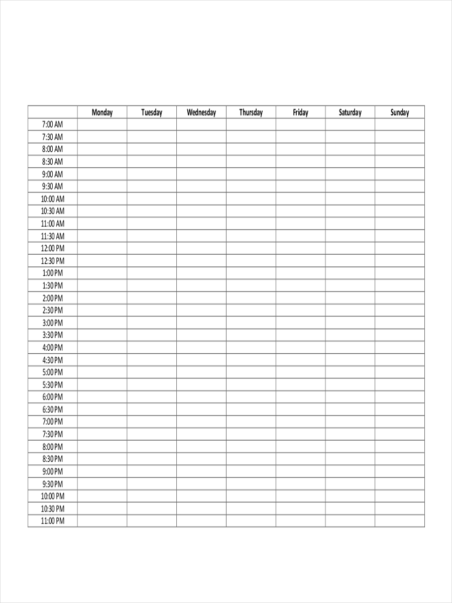 blank finish schedule